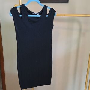 Athleta Black Mini Dress with Cutout Shoulder Detail